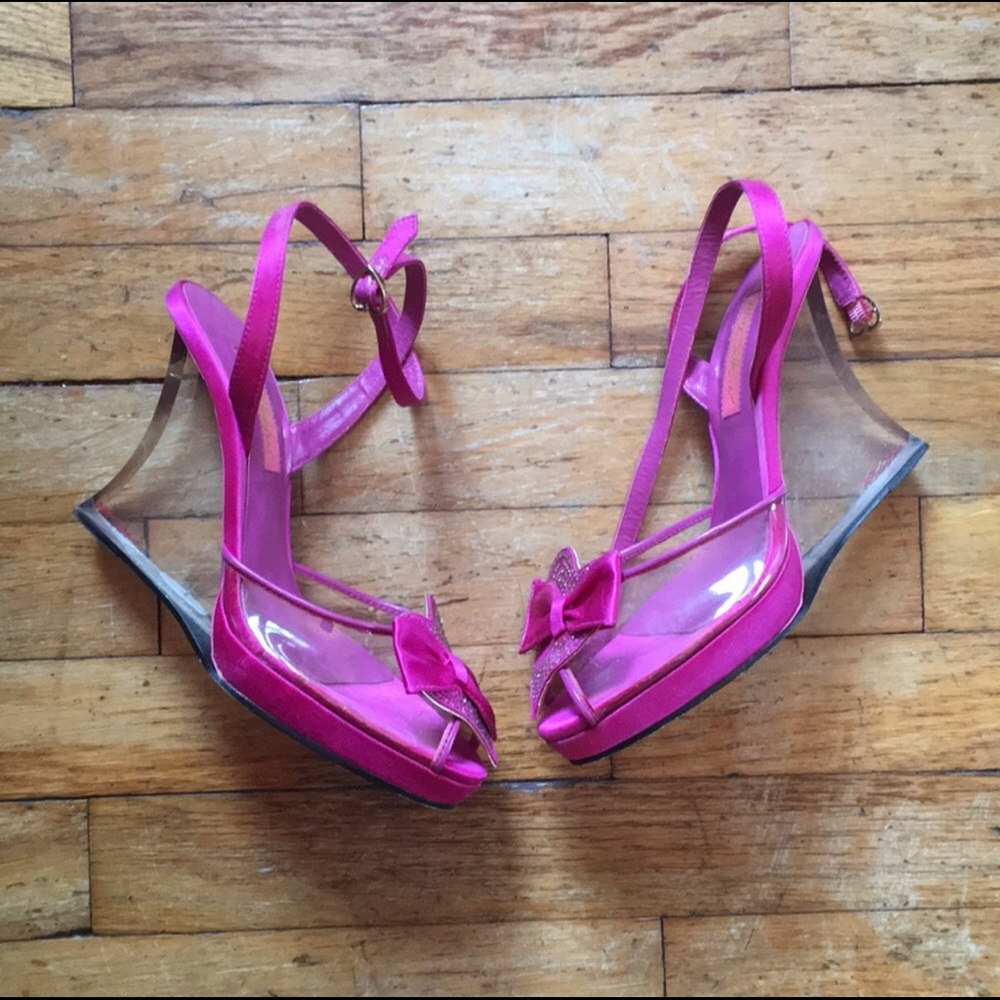 Betsey Johnson “Saylor” Lucite Pink Wedges